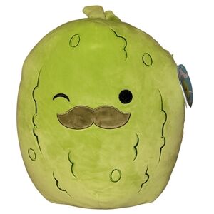 Squishmallows 14”-“Charles The Pickle” Tag Attached NEW Green Mustache Plush